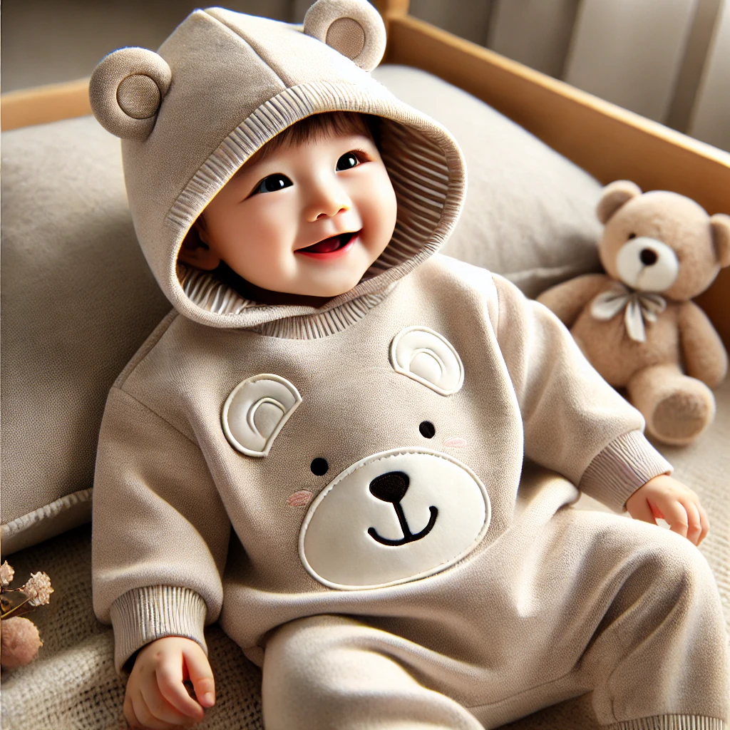 RS 149 Bear Design Long-Sleeve Baby Jumpsuit