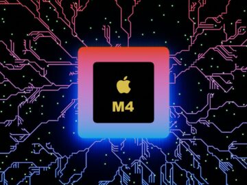 an apple m4 processor in front of a computer circuit