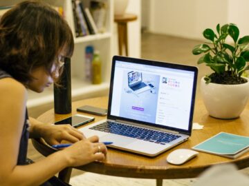 woman browsing on her laptop