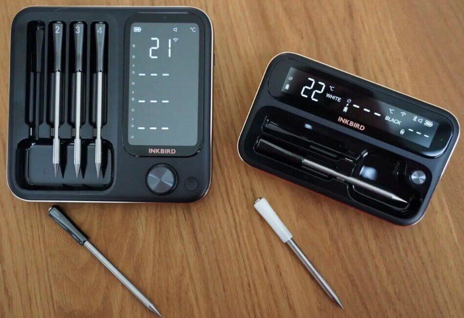 inkbird wireless meat thermometers on the table