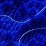 a string is attached to a blue object