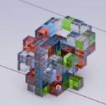A colorful cube is shown on a white surface