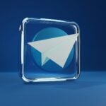 a blue square with a white paper airplane
